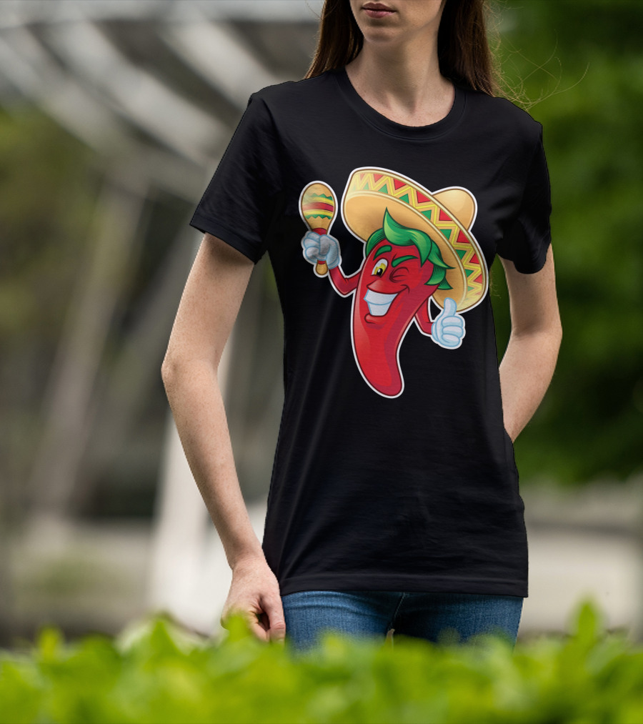Funny Jalapeno Sombrero Maracas Cinco De Mayo T-Shirt