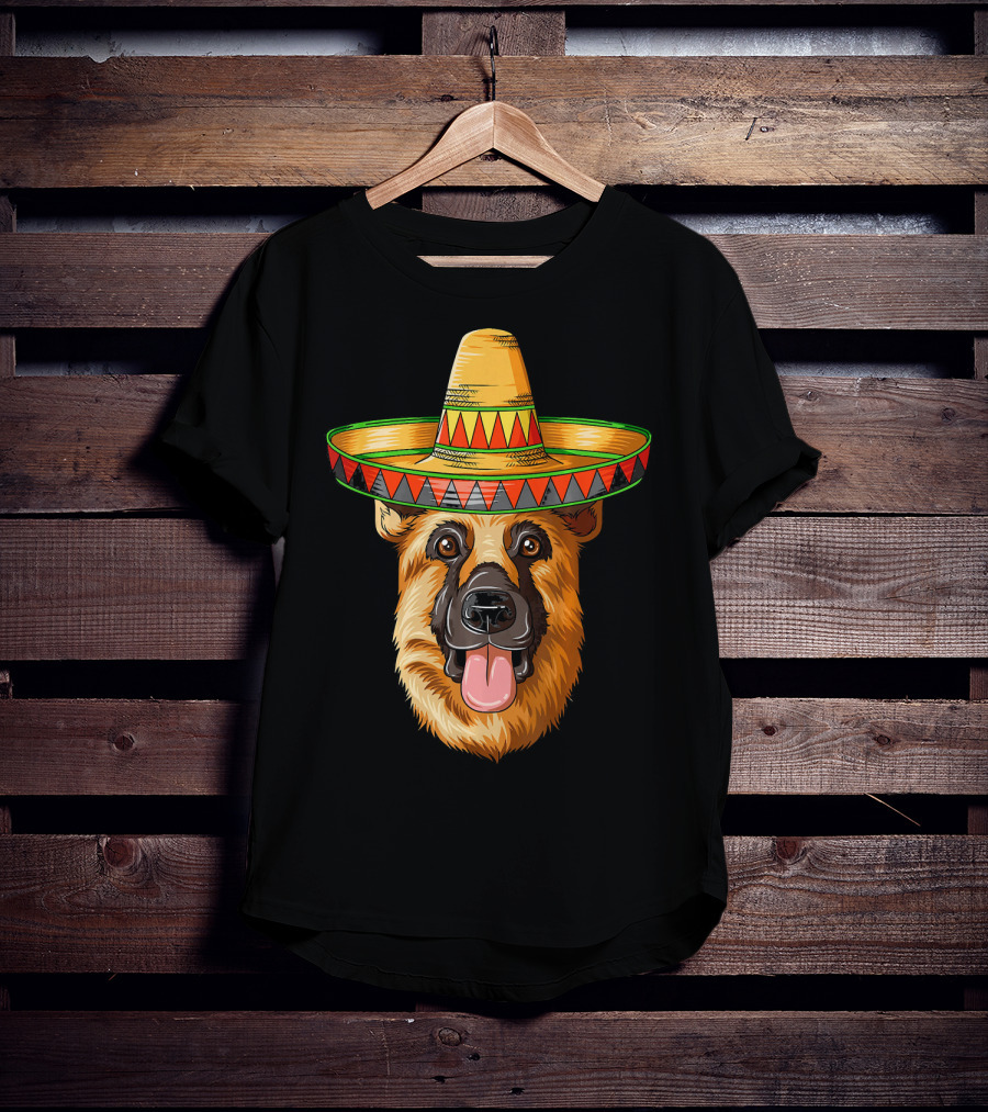 German Shepherd Sombrero Cinco De Mayo Mexican T-Shirt