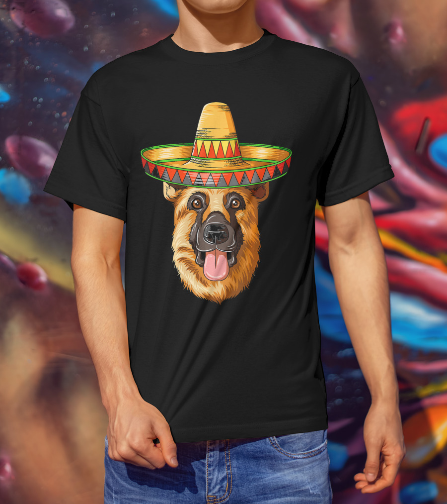 German Shepherd Sombrero Cinco De Mayo Mexican T-Shirt