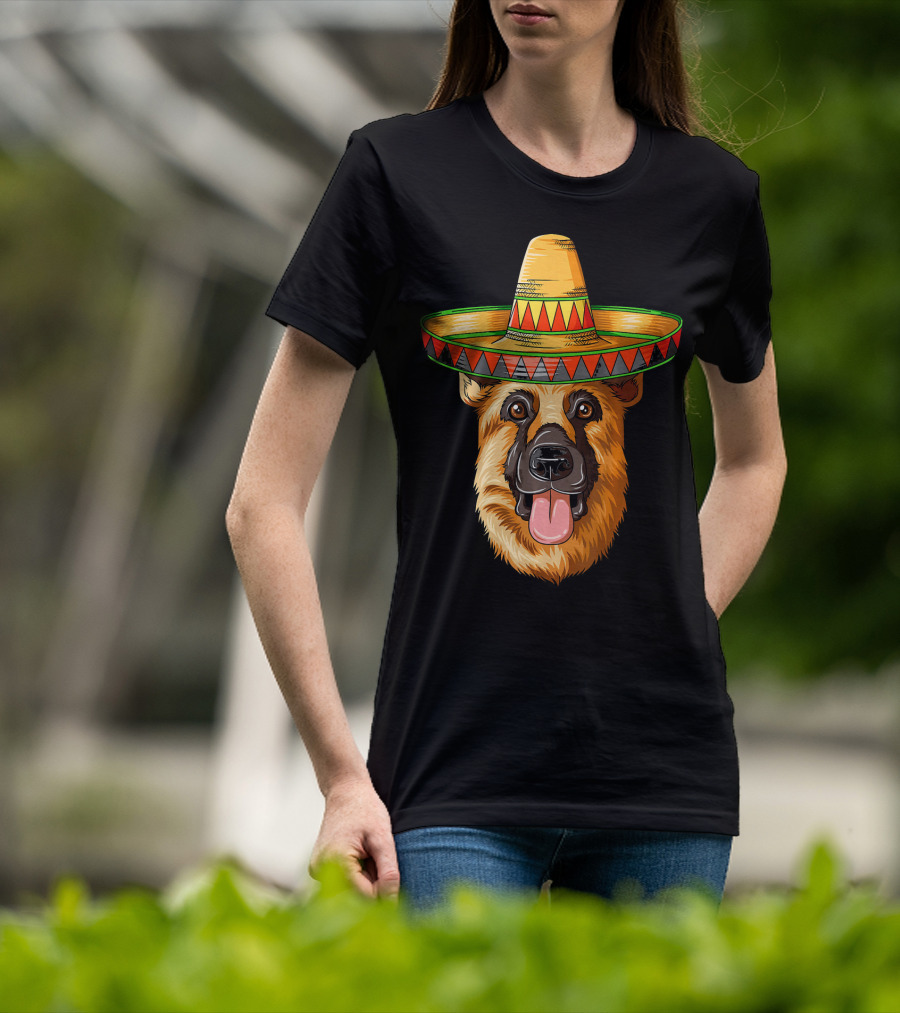 German Shepherd Sombrero Cinco De Mayo Mexican T-Shirt