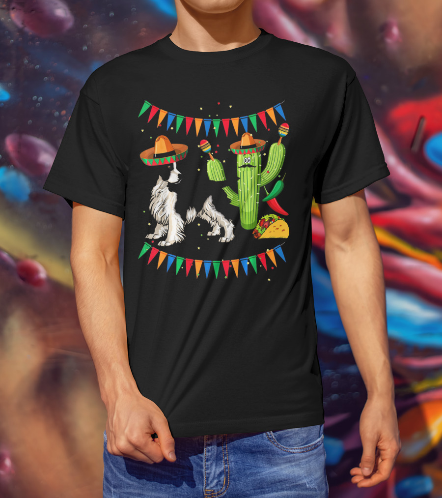 Sombrero English Springer Spaniel Dog With Cactus And Taco Fiesta T-Shirt