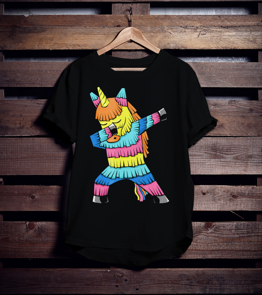 Cinco De Mayo Unicorn Dabbing Colorful Pinata Fun T-Shirt