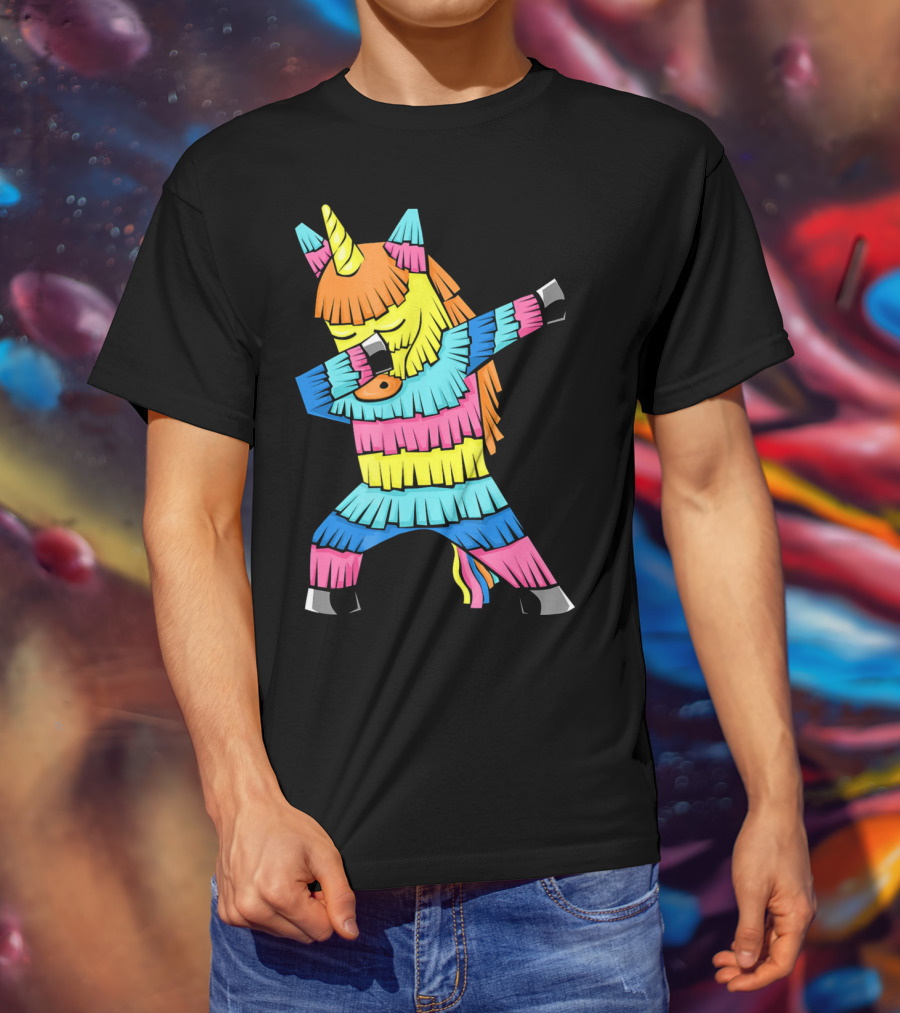 Cinco De Mayo Unicorn Dabbing Colorful Pinata Fun T-Shirt