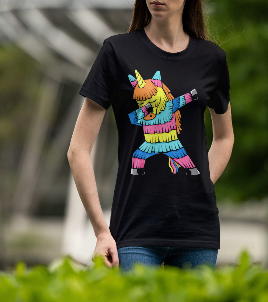 Cinco De Mayo Unicorn Dabbing Colorful Pinata Fun T-Shirt