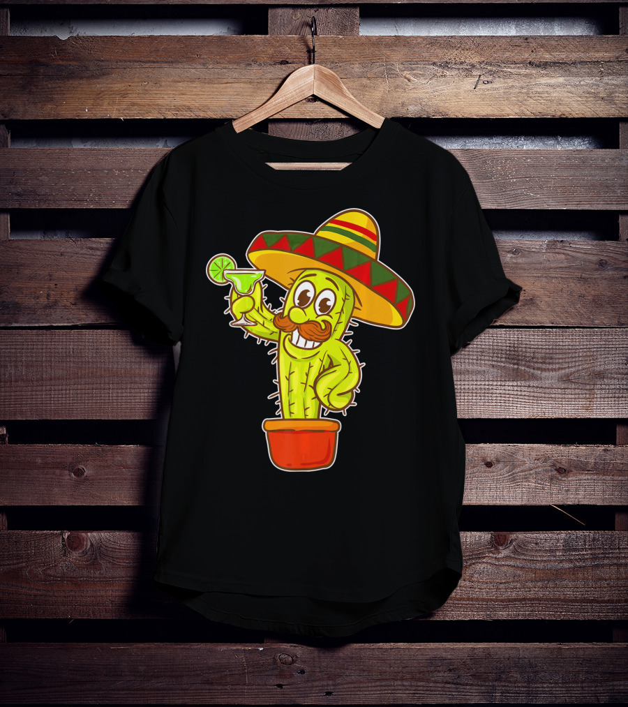 Cinco DE Mayo Cactus Costume Sombrero Margarita T-Shirt