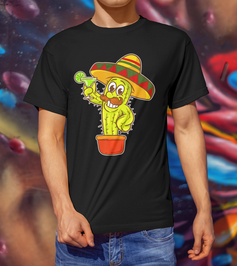 Cinco DE Mayo Cactus Costume Sombrero Margarita T-Shirt