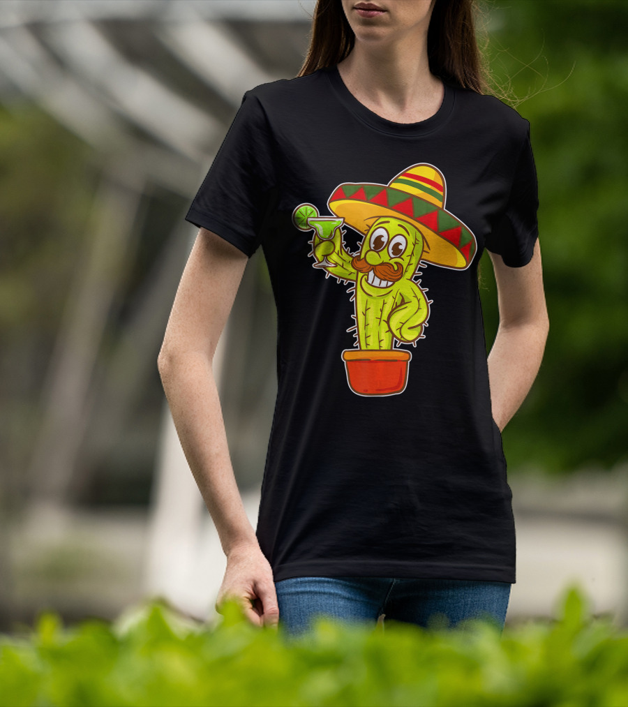 Cinco DE Mayo Cactus Costume Sombrero Margarita T-Shirt