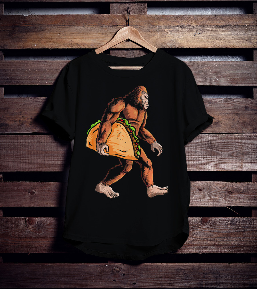 Bigfoot Carrying Giant Taco For Cinco De Mayo T-Shirt