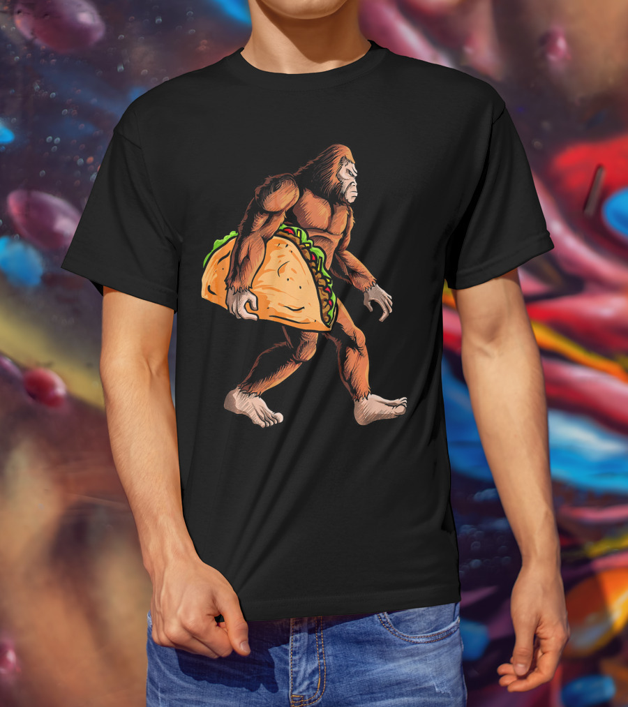 Bigfoot Carrying Giant Taco For Cinco De Mayo T-Shirt