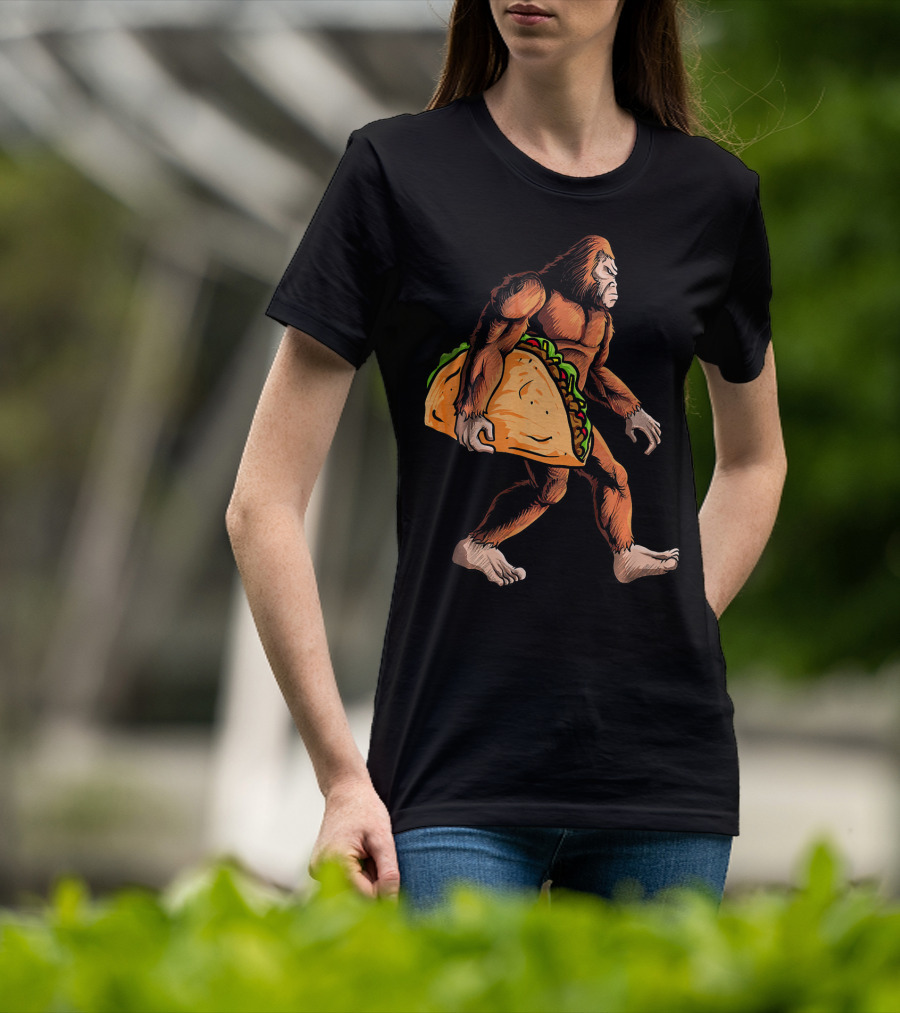 Bigfoot Carrying Giant Taco For Cinco De Mayo T-Shirt