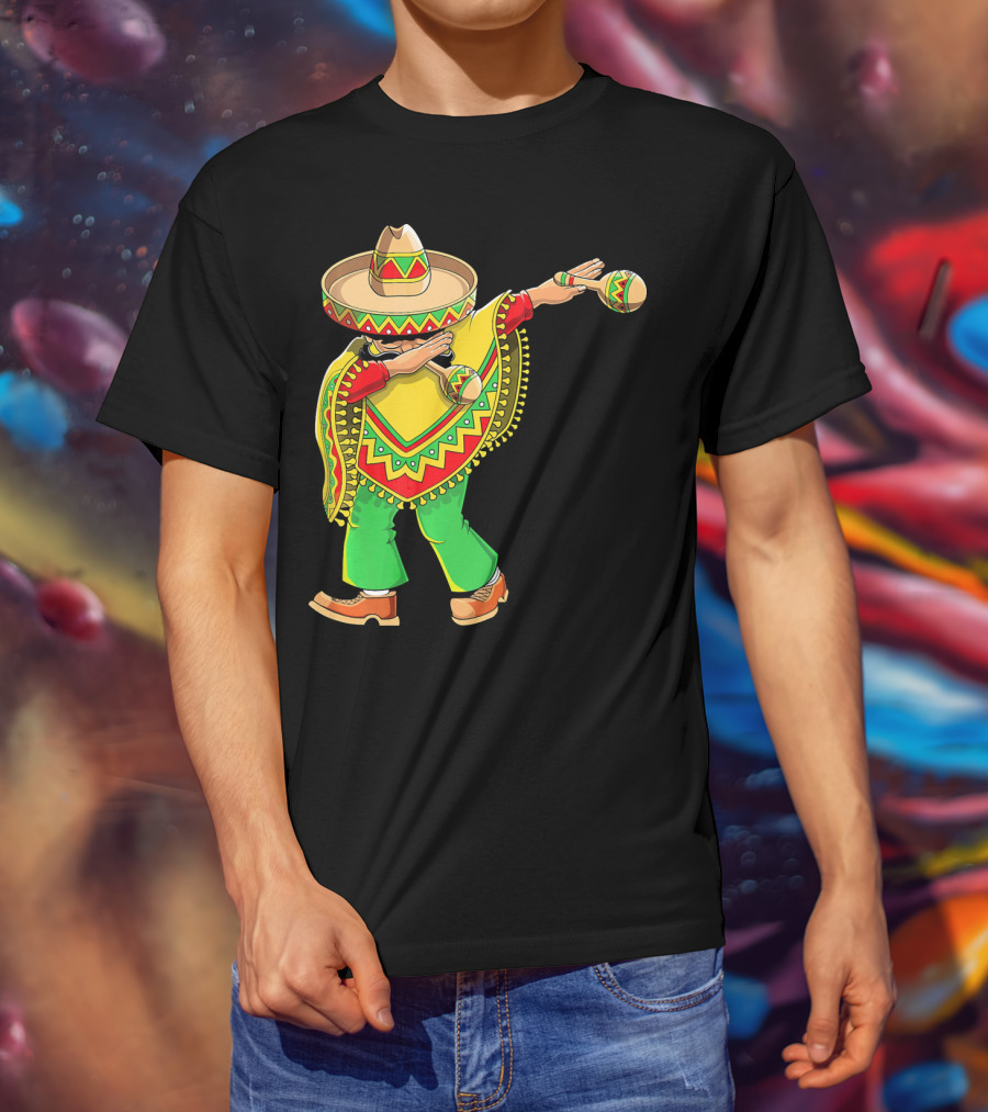 Dabbing Sombrero And Poncho With Maracas Fun T-Shirt