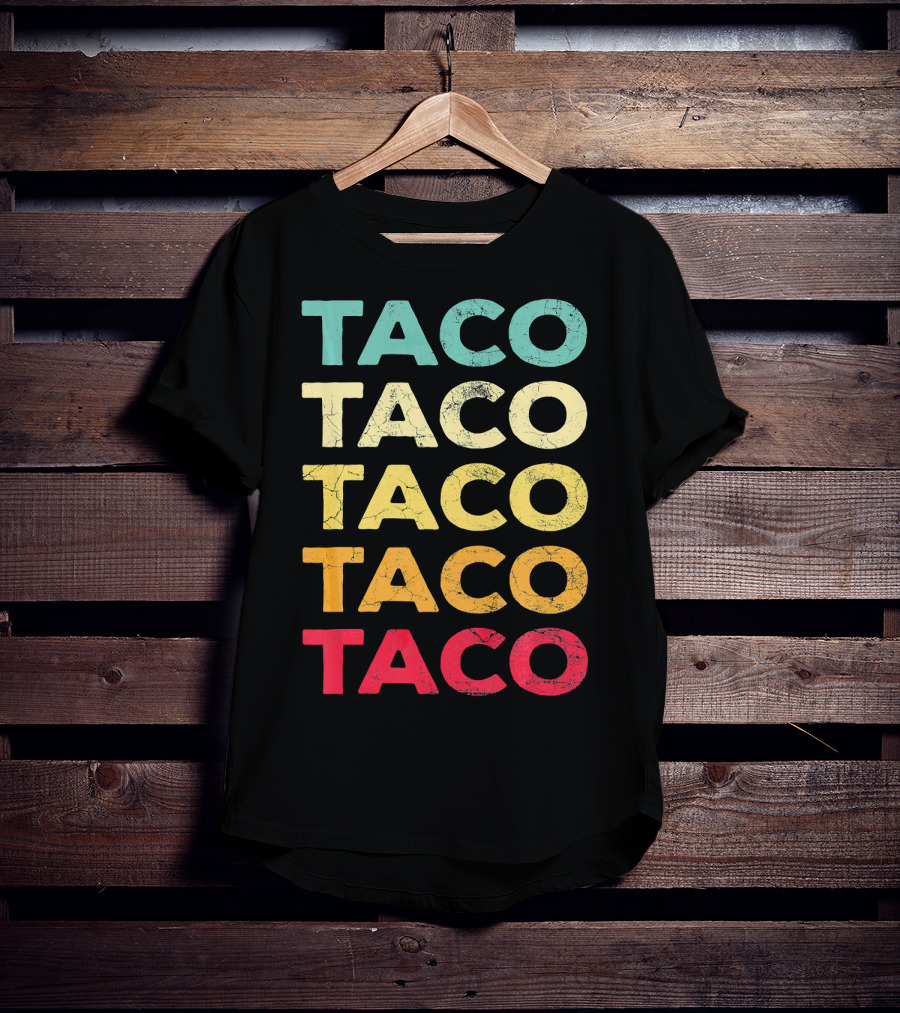 Retro Taco Tuesday Cinco De Mayo Celebration Multicolored Textured Typography T-Shirt