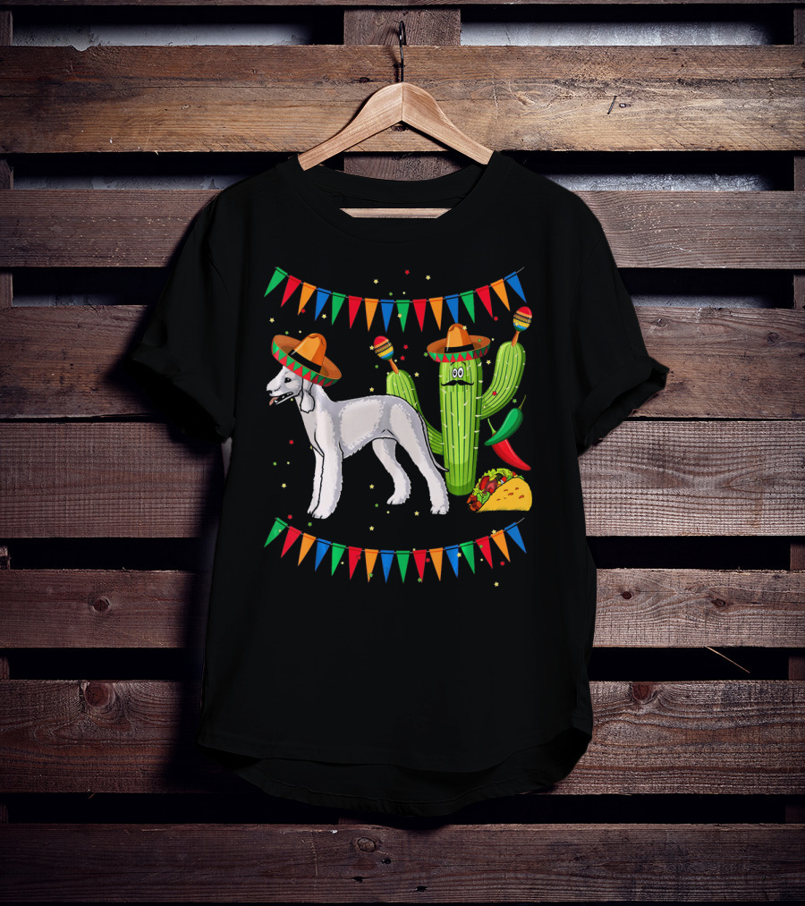Sombrero Bedlington Terrier Dog Cactus Fiesta Mexico T-Shirt