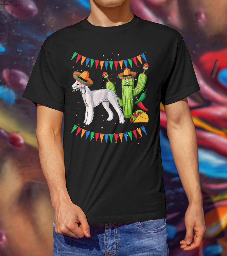 Sombrero Bedlington Terrier Dog Cactus Fiesta Mexico T-Shirt