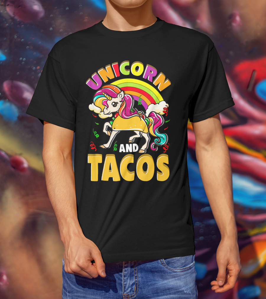 Unicorn And Tacos Rainbow T-Shirt
