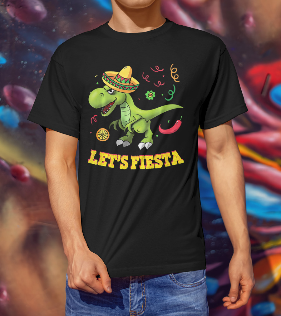 Let's Fiesta T Rex Cinco De Mayo Tyrannosaurus Sombrero T-Shirt