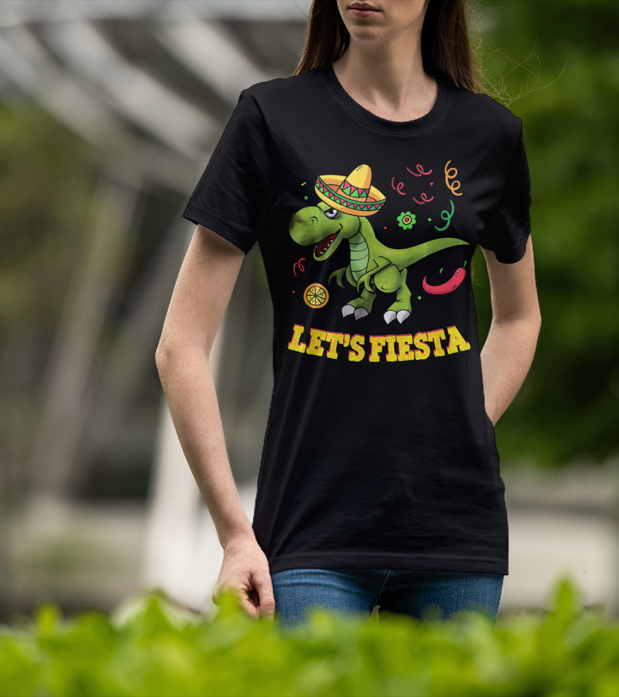 Let's Fiesta T Rex Cinco De Mayo Tyrannosaurus Sombrero T-Shirt