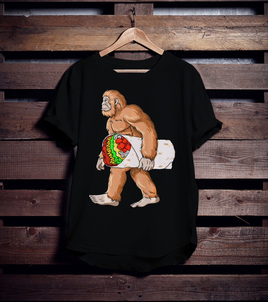 Bigfoot Carrying Burrito Sasquatch Cinco De Mayo T-Shirt
