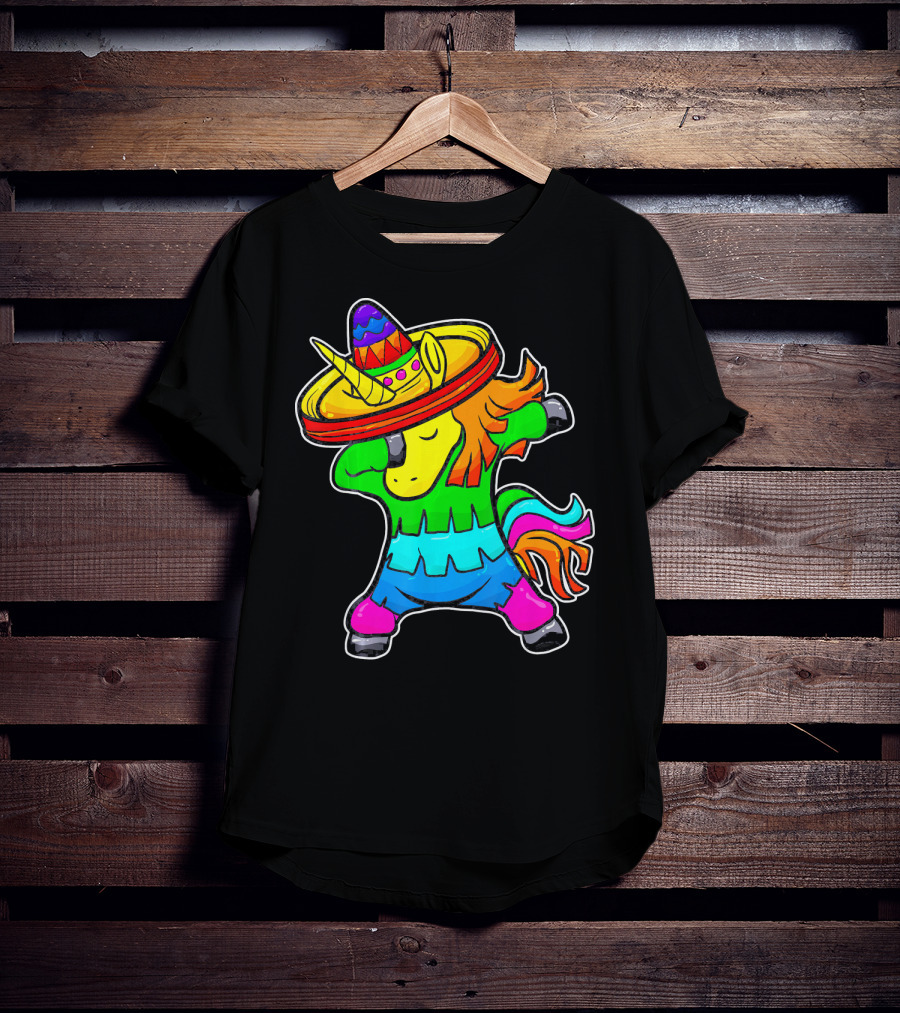 Cinco De Mayo Dabbing Unicorn Sombrero Fiesta T-Shirt