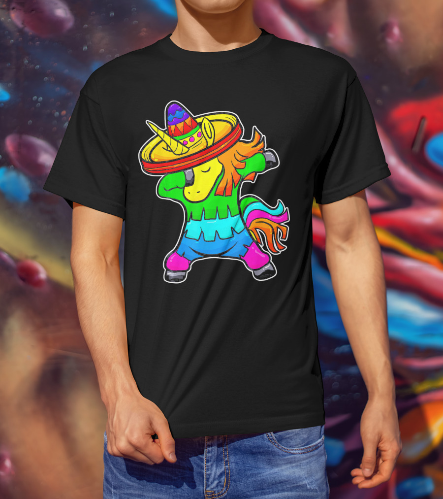 Cinco De Mayo Dabbing Unicorn Sombrero Fiesta T-Shirt