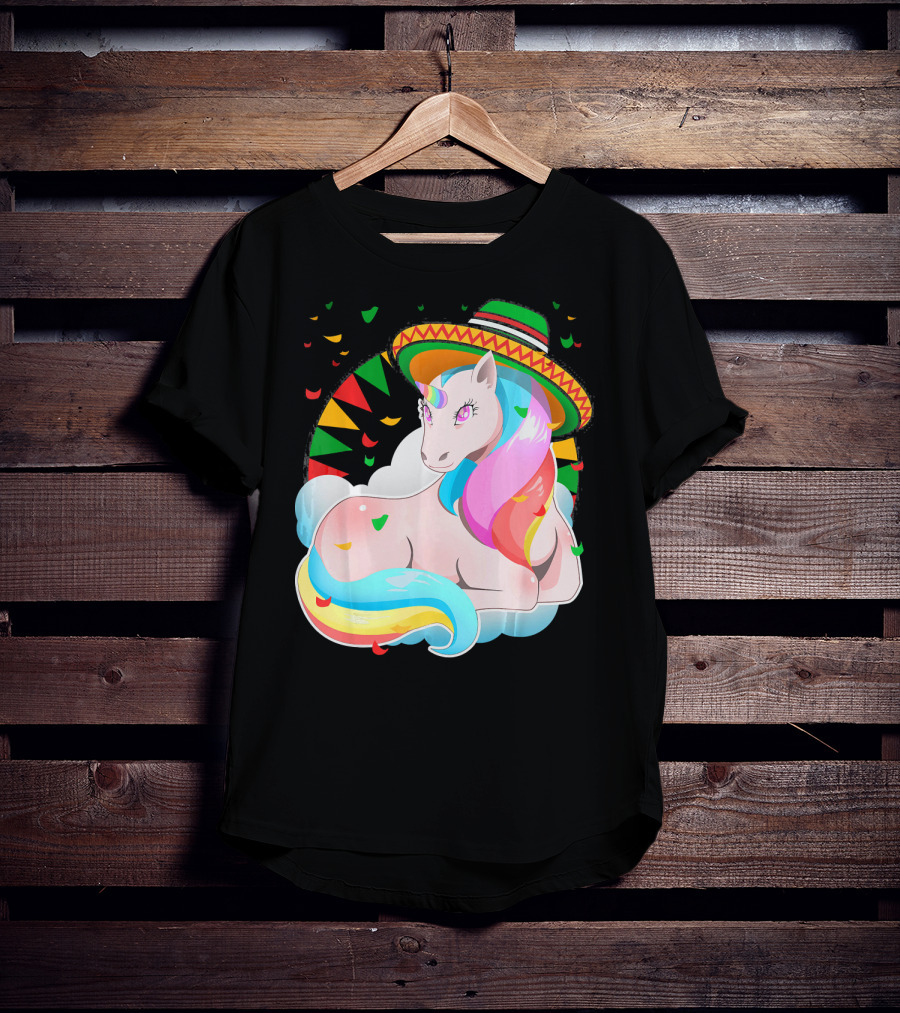 Cinco De Mayo Magical Unicorn Sombrero T-Shirt