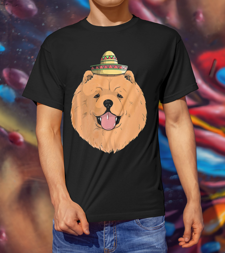 Chow Chow Dog Sombrero Fiesta Cinco De Mayo T-Shirt