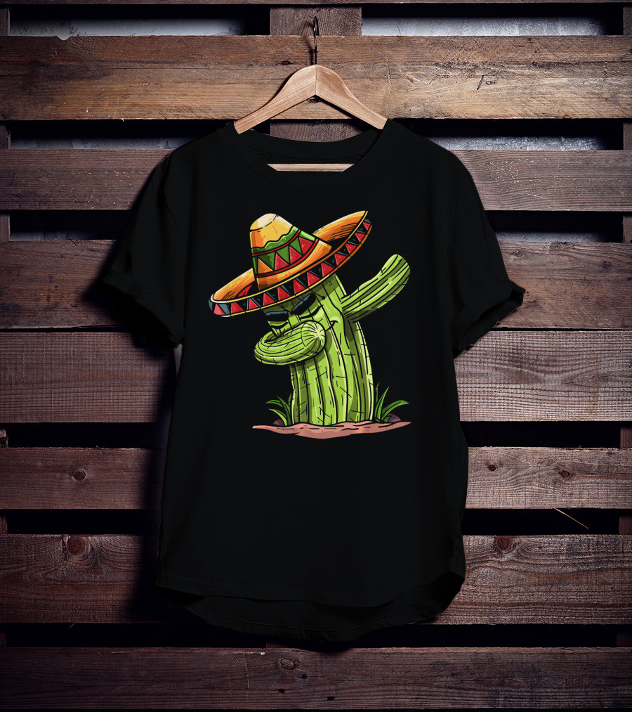Dabbing Cactus Sombrero Funny Cinco De Mayo T-Shirt