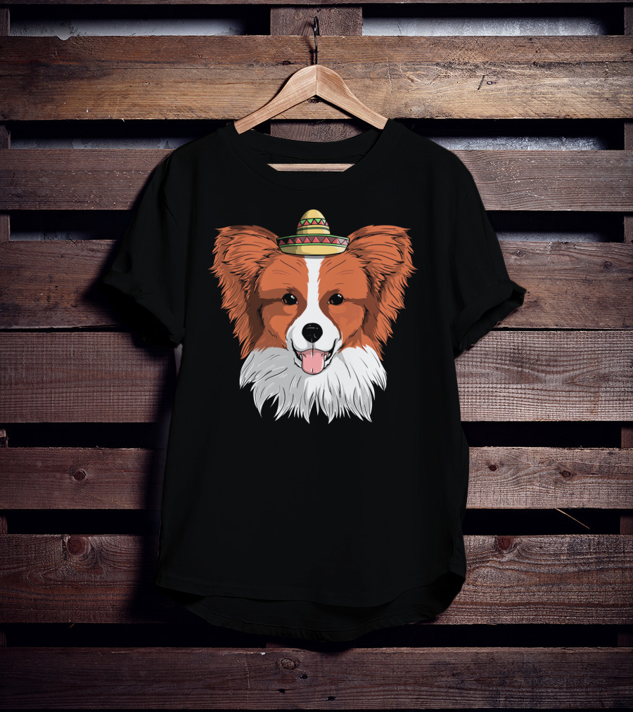 Papillon Dog Sombrero Fiesta Cinco De Mayo T-Shirt