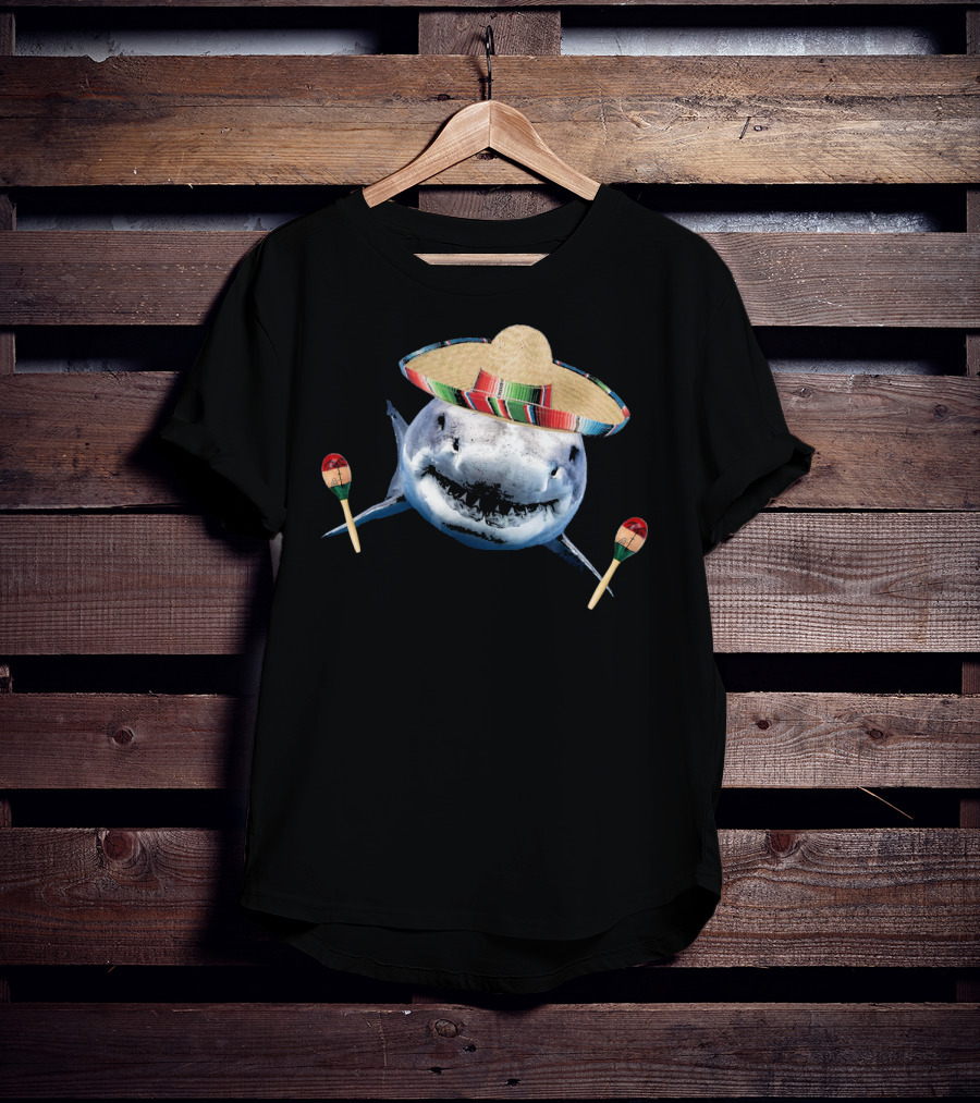 Cinco De Mayo Shark With Sombrero And Maracas T-Shirt