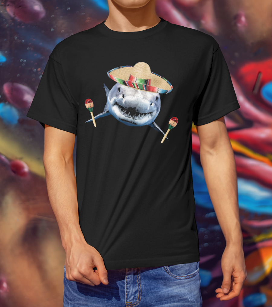 Cinco De Mayo Shark With Sombrero And Maracas T-Shirt