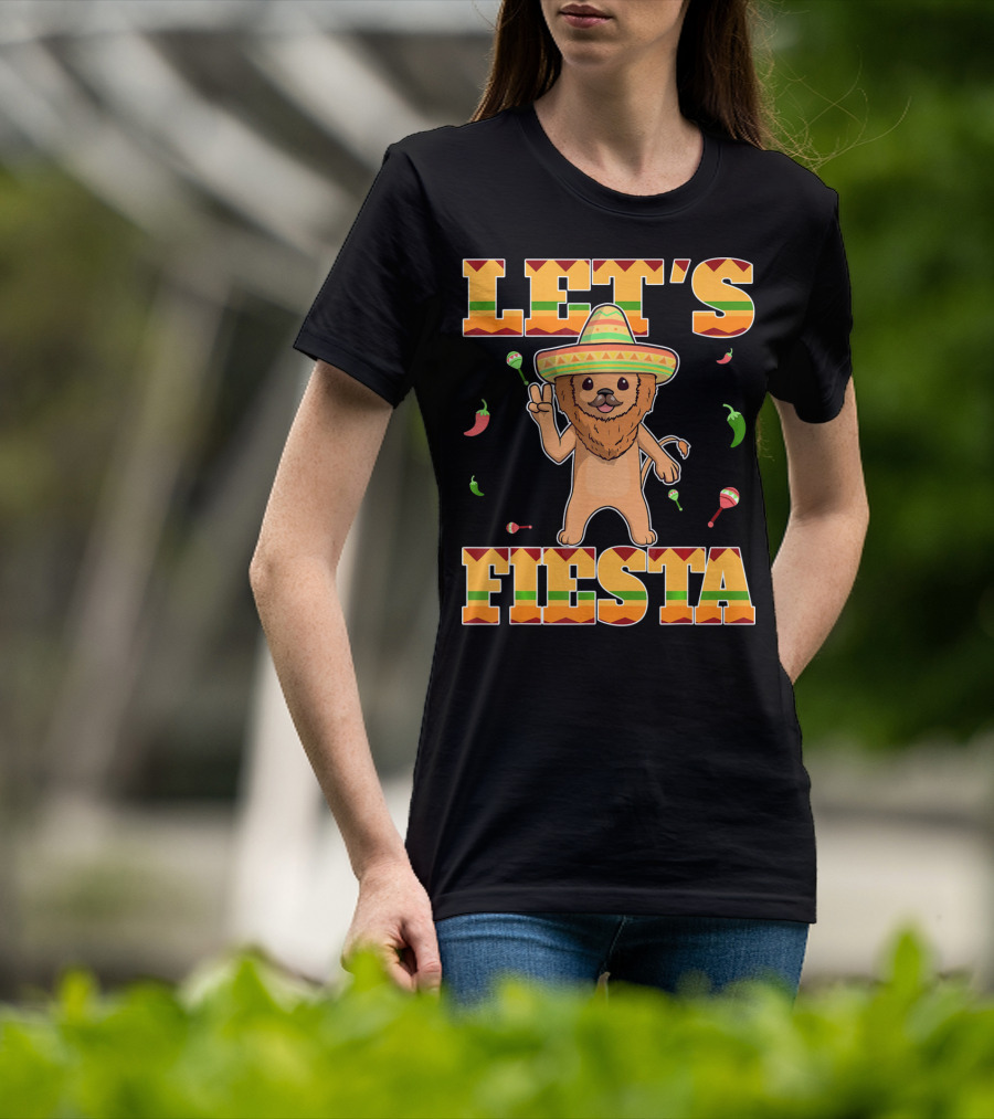 Let's Fiesta Lion Sombrero Peppers Maracas Mexican Cinco De Mayo T-Shirt