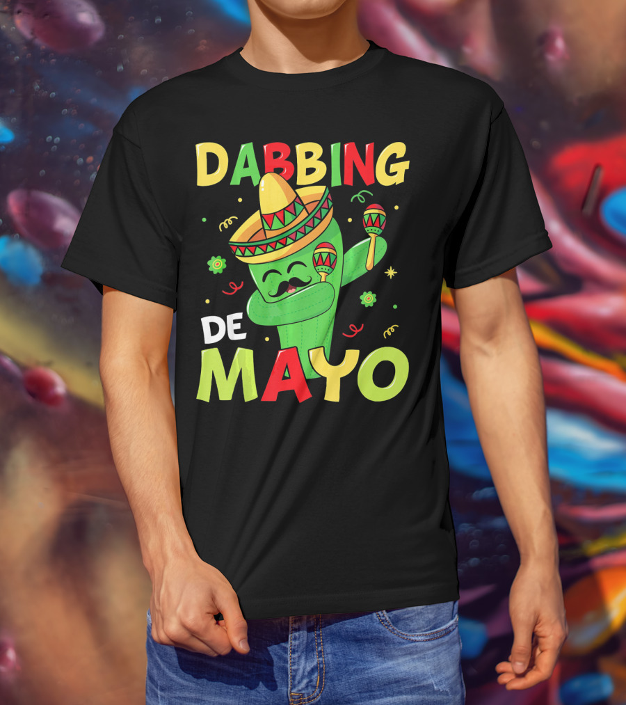 Dabbing Cactus Cinco De Mayo Sombrero Maracas T-Shirt