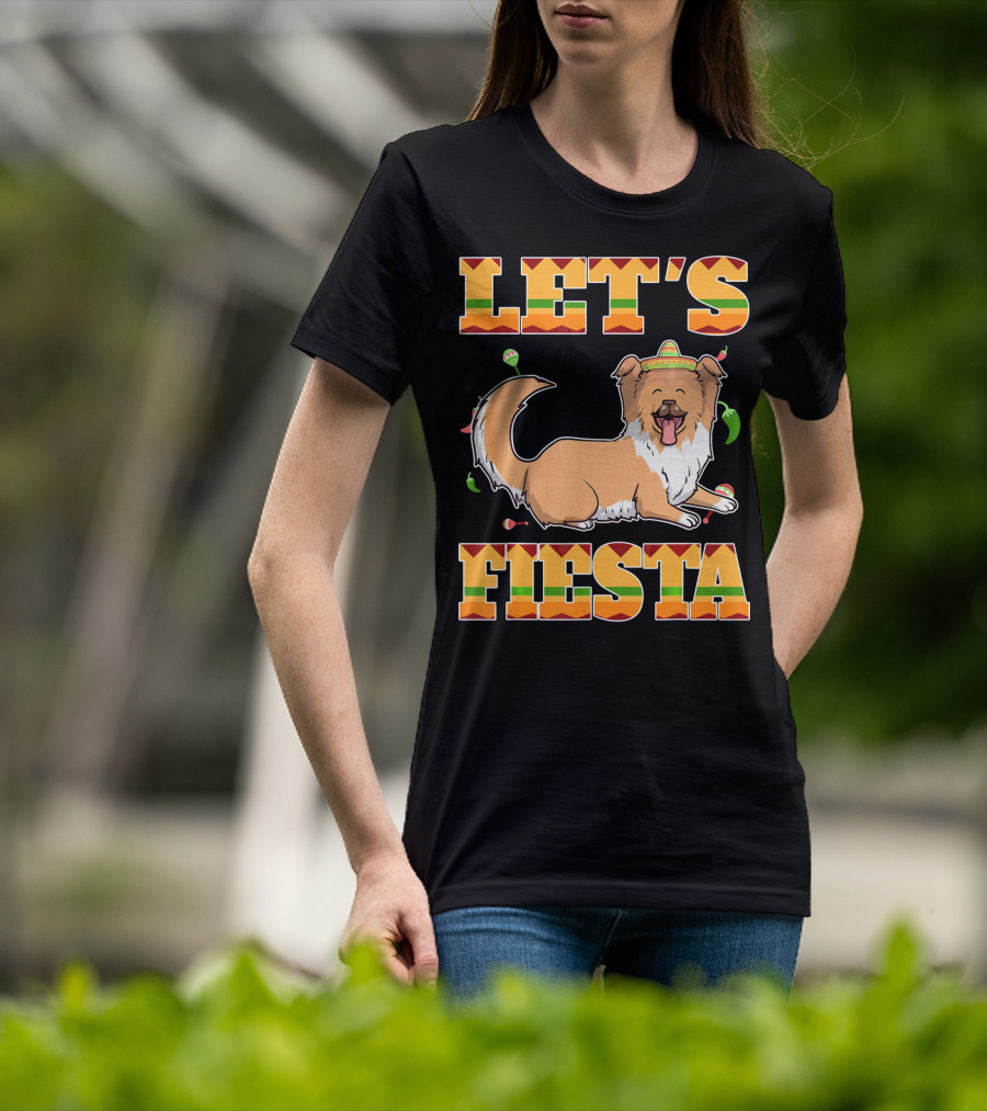 Let's Fiesta Rough Collie Dog Cinco De Mayo T-Shirt