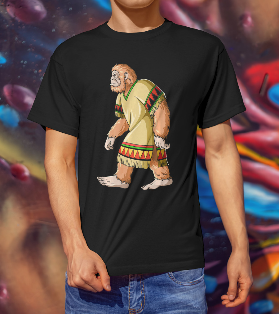 Bigfoot Sasquatch In Mexican Poncho Cultural Attire T-Shirt