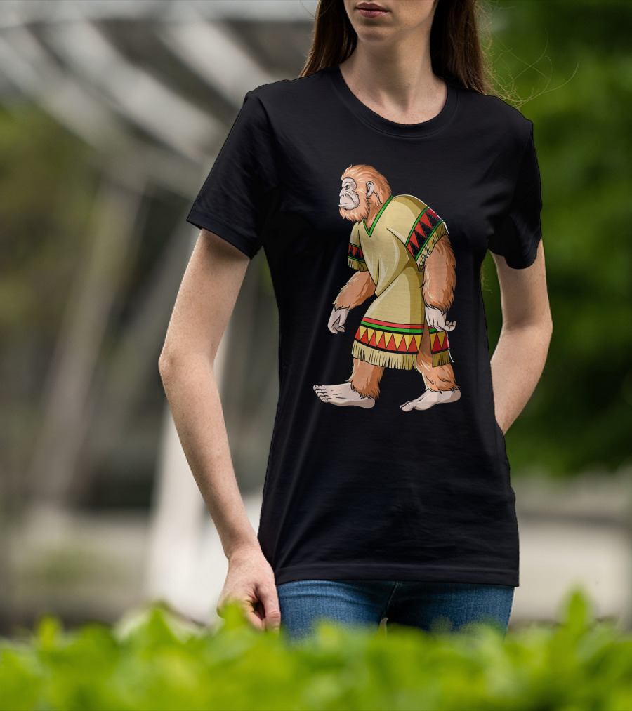 Bigfoot Sasquatch In Mexican Poncho Cultural Attire T-Shirt