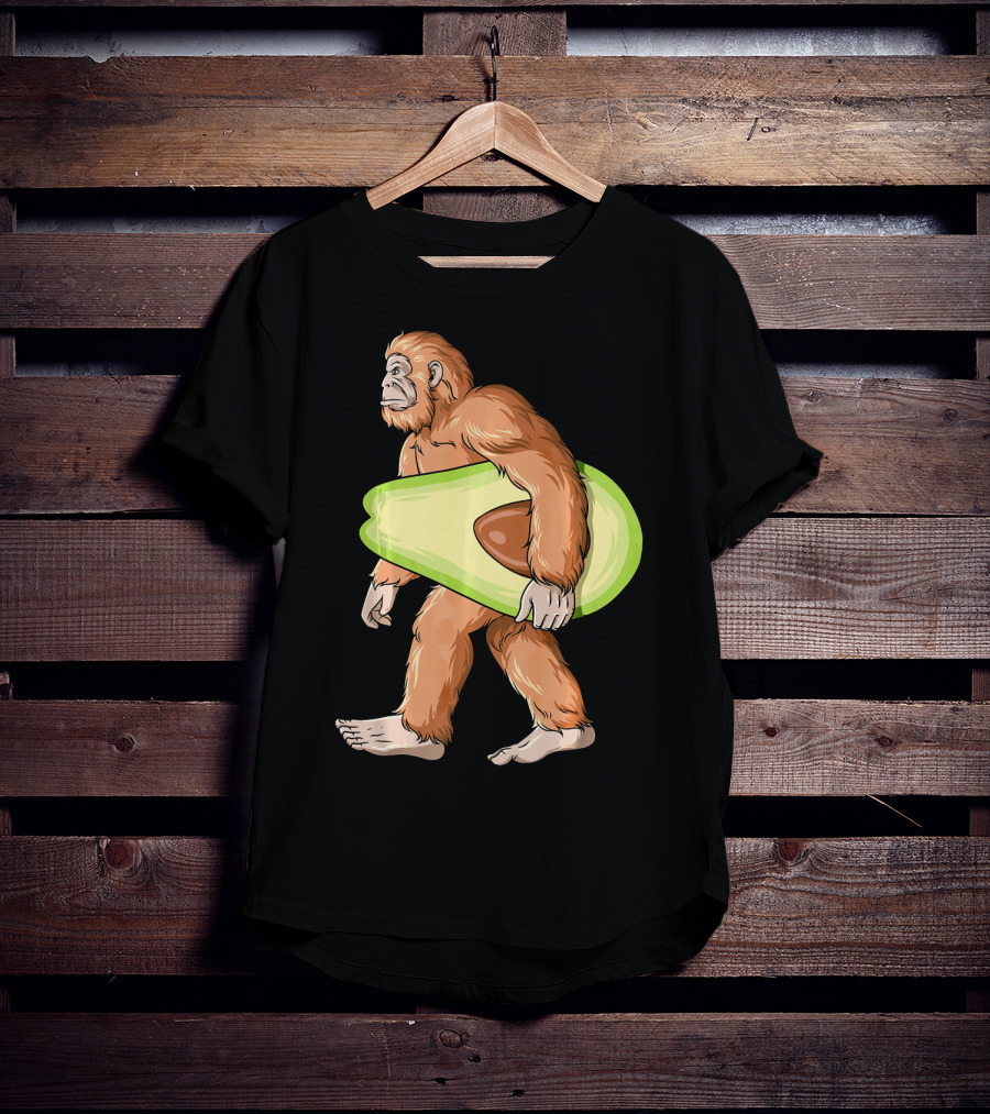 Bigfoot Carrying Avocado Sasquatch Cinco De Mayo Humor T-Shirt