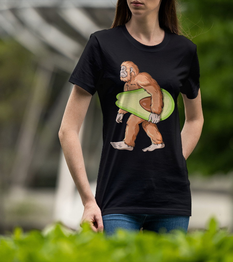 Bigfoot Carrying Avocado Sasquatch Cinco De Mayo Humor T-Shirt