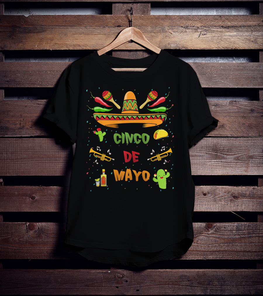 Cinco De Mayo Sombrero Maracas Taco Fiesta T-Shirt