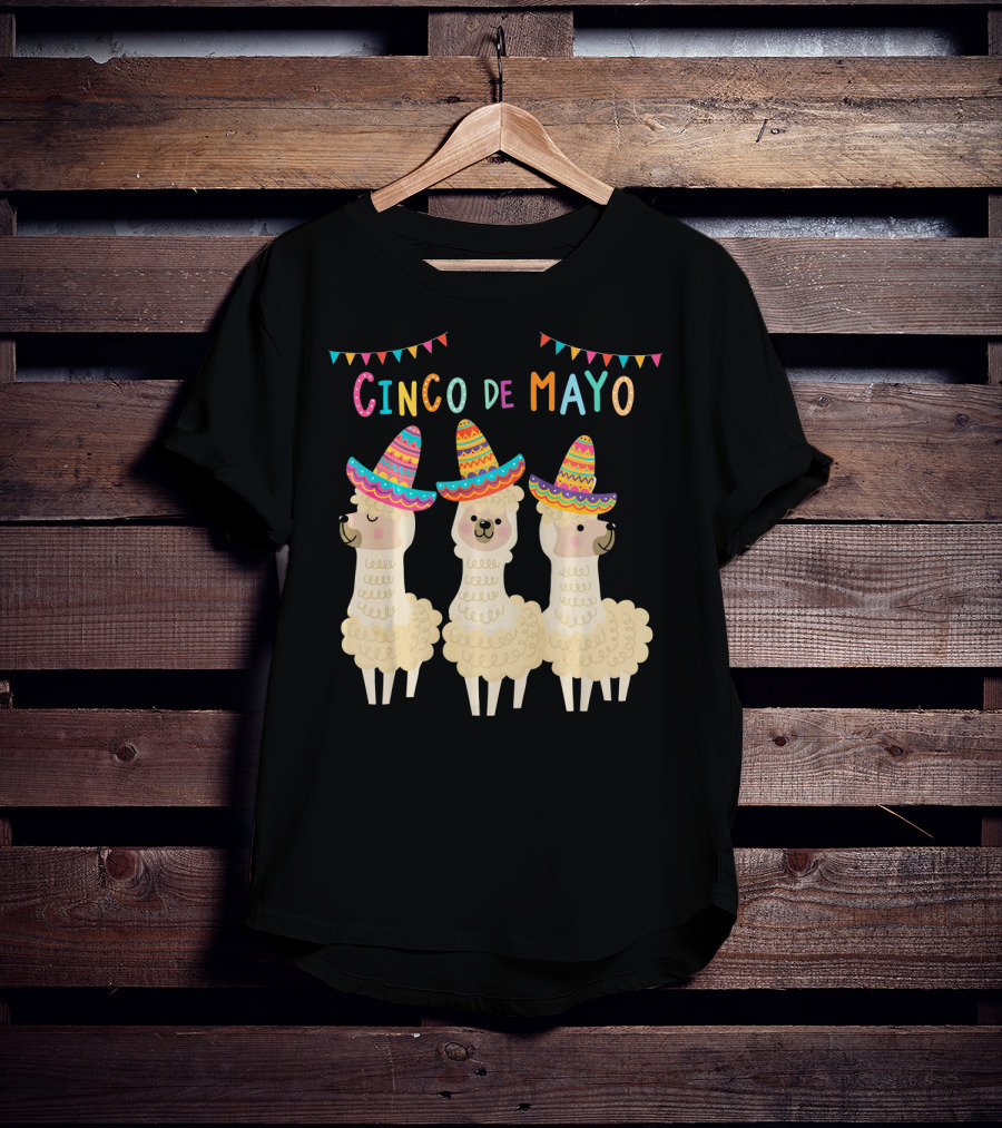No ProbLlama Cinco De Mayo Llamas In Sombreros T-Shirt