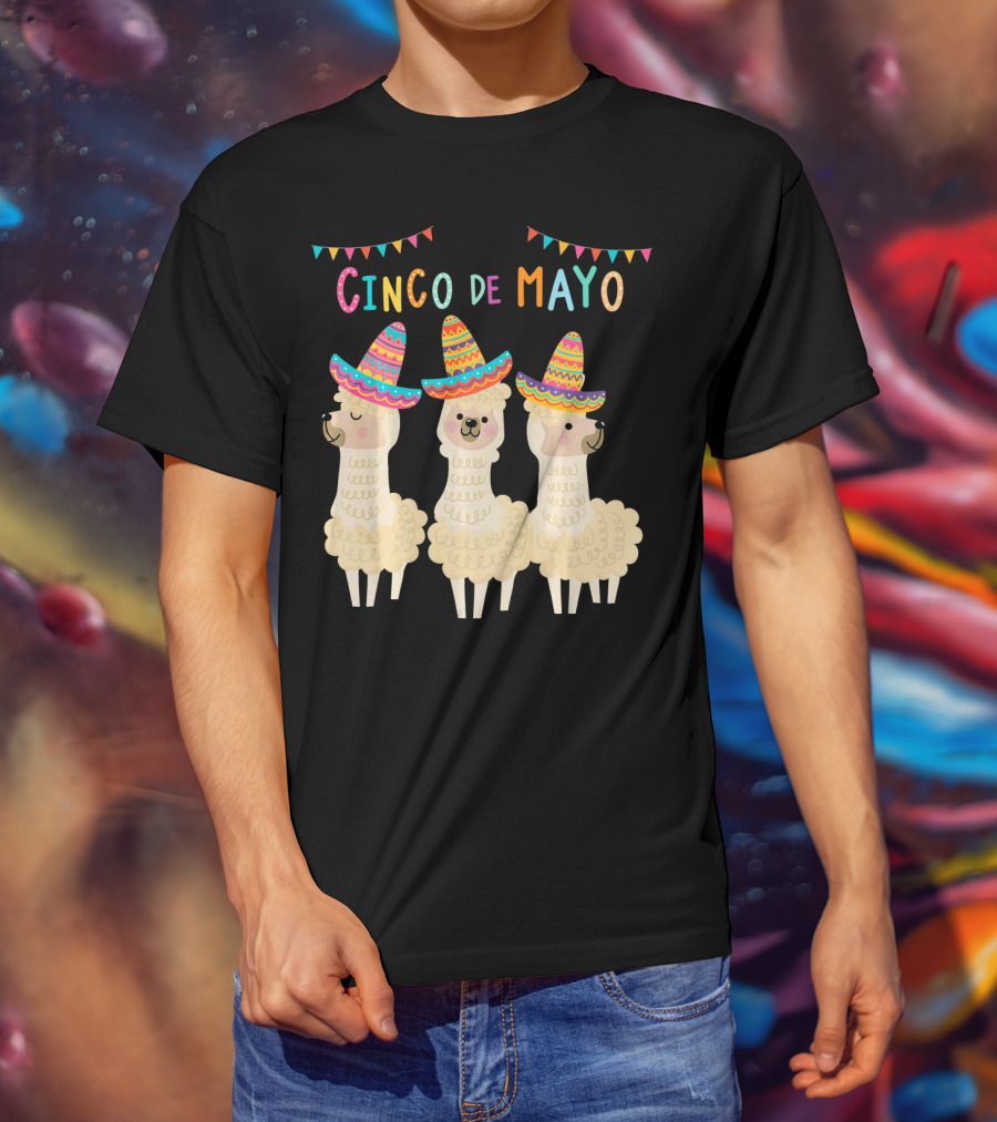 No ProbLlama Cinco De Mayo Llamas In Sombreros T-Shirt