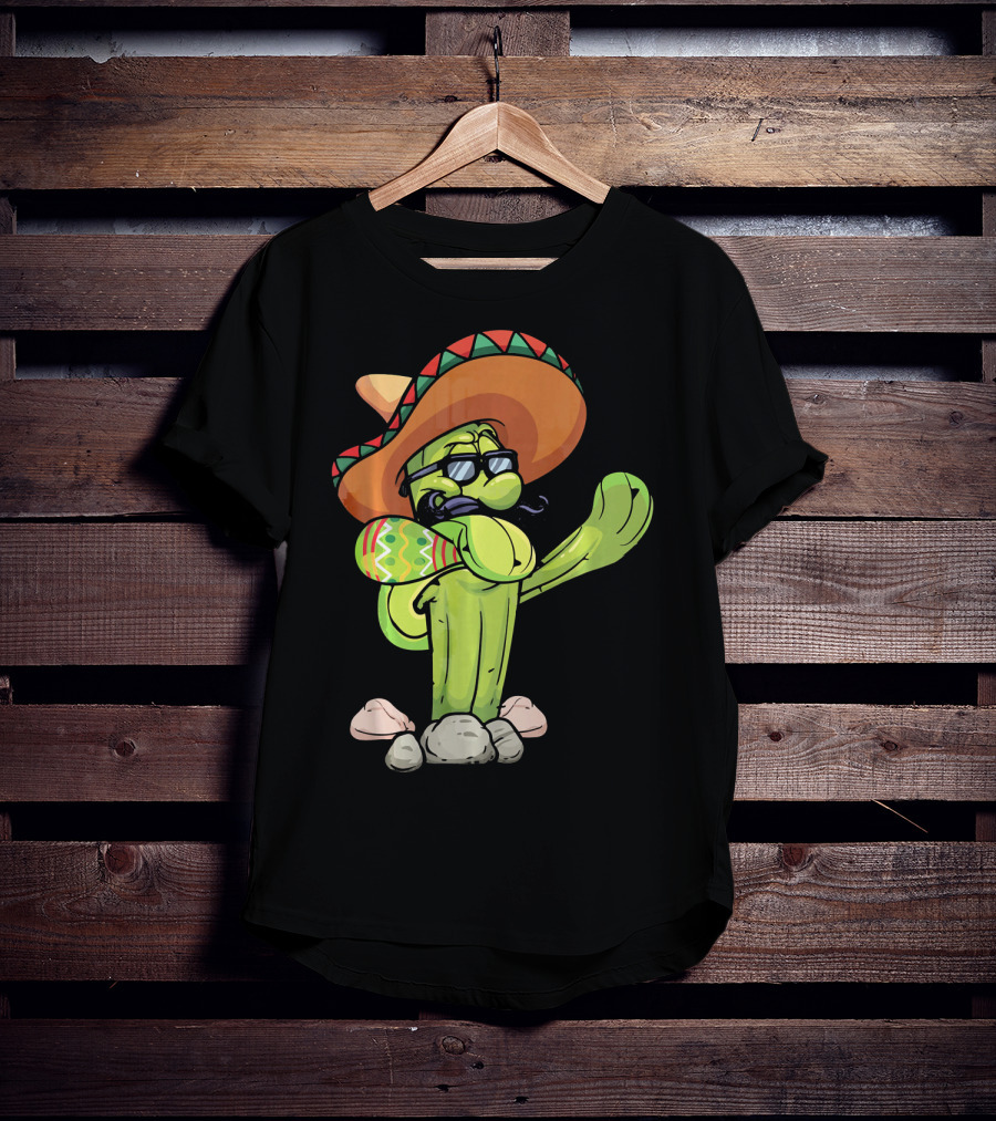 Sombrero Cactus Dabbing Dance Cinco De Mayo T-Shirt