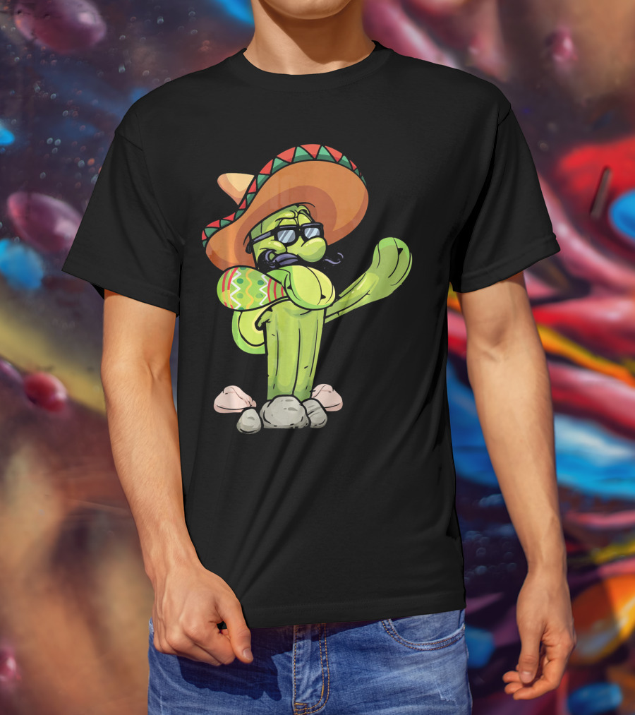 Sombrero Cactus Dabbing Dance Cinco De Mayo T-Shirt