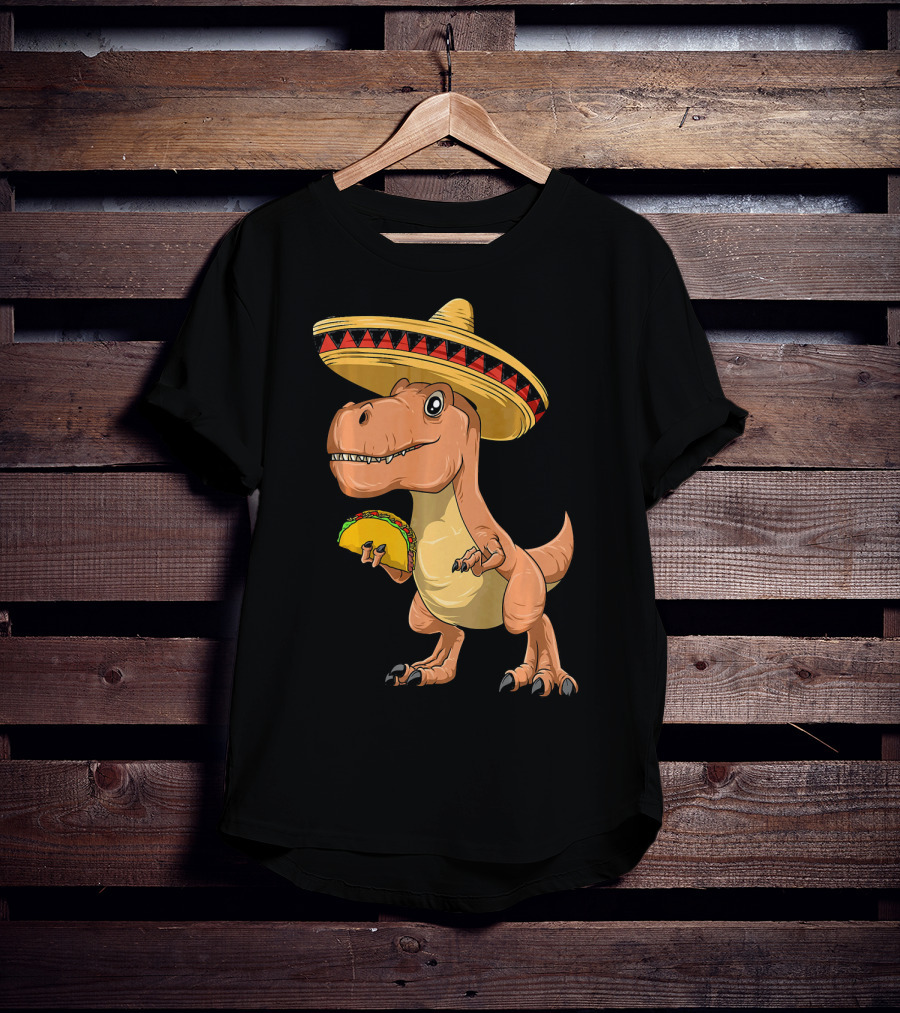 Dinosaur Taco Mexican Sombrero Dinosaur T-Shirt