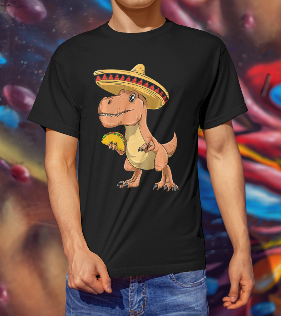 Dinosaur Taco Mexican Sombrero Dinosaur T-Shirt