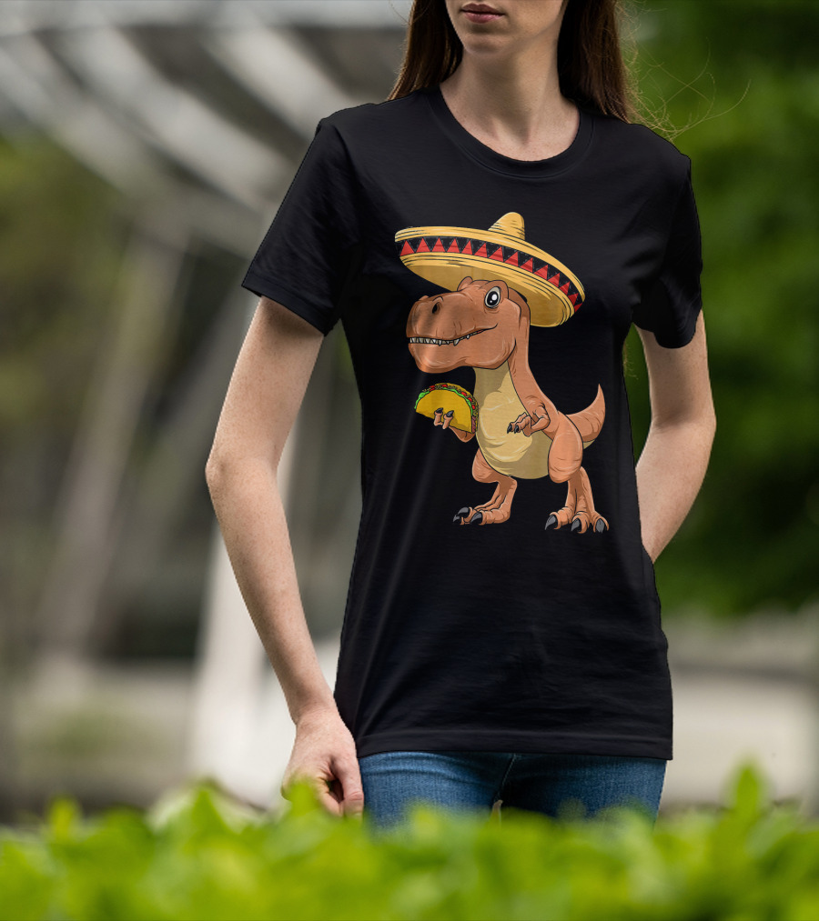 Dinosaur Taco Mexican Sombrero Dinosaur T-Shirt