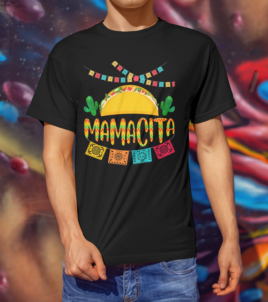 Mamacita Cactus Taco Mexican Fiesta Cinco De Mayo T-Shirt
