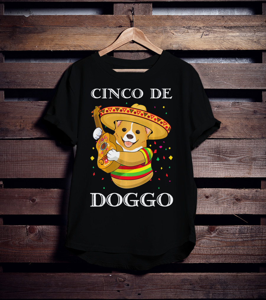 Cinco De Doggo Funny Corgi Guitar Fiesta T-Shirt