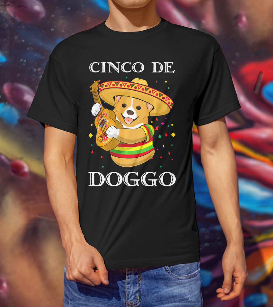 Cinco De Doggo Funny Corgi Guitar Fiesta T-Shirt