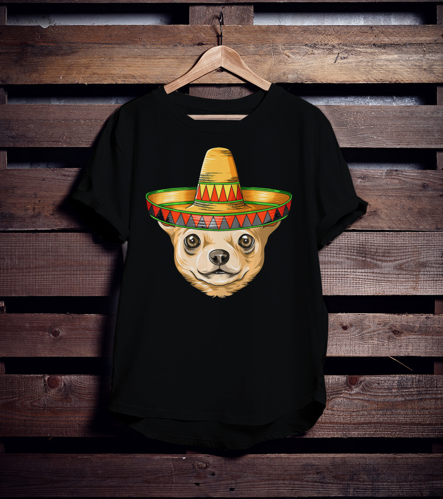 Chihuahua Wearing Mexican Sombrero For Cinco De Mayo T-Shirt