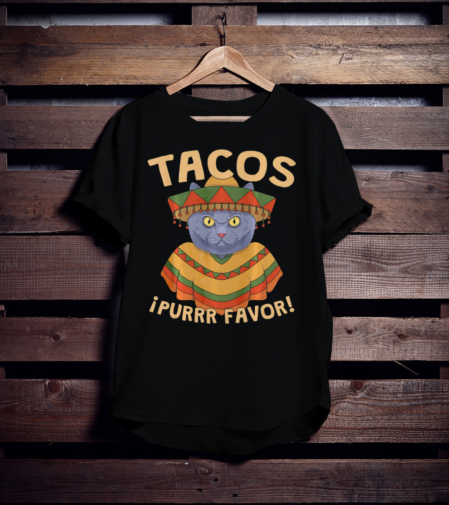 Tacos ¡Purrr Favor Cinco De Mayo British Shorthair Cat T-Shirt